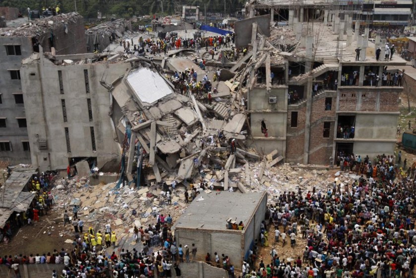 Rana Plaza in Dhaka, de hoofdstad van Bangladesh. 